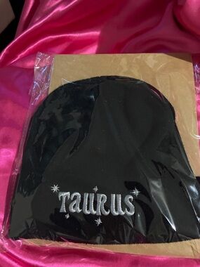 Black Taurus Embroidered Beanie Hat